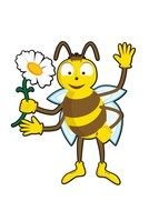 cartoon bee with a white flower