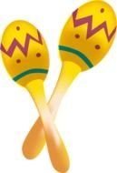 painted yellow maracas on a white background