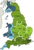 colorful map of england as a picture for clipart