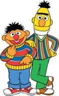 painted two heroes from the Sesame Street show