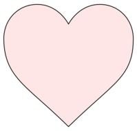 pink heart with a black rim on a white background