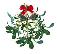 Christmas bells with mistletoe