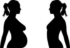 Clip art of Pregnant Woman and not pregnant woman silhouettes