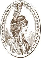 portrait of Native American Woman in oval frame, vintage drawing