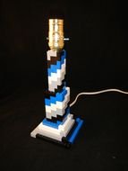 Spiral LEGO R Lamp Blue Black Light Grey Dark By MRBrickDesigner $47