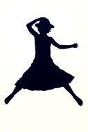 silhouette of a jumping girl with a hat