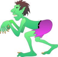 Green cartoon monster clipart