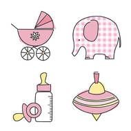 Clipart of Pink Baby Girl icons