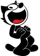 cartoon black laughing cat