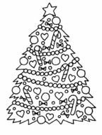 painted decorated christmas tree in coloring book