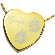 Pet Paw Print Heart Cremation Jewelry