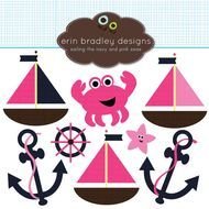 Navy And Pink Nautical Clip Art N2