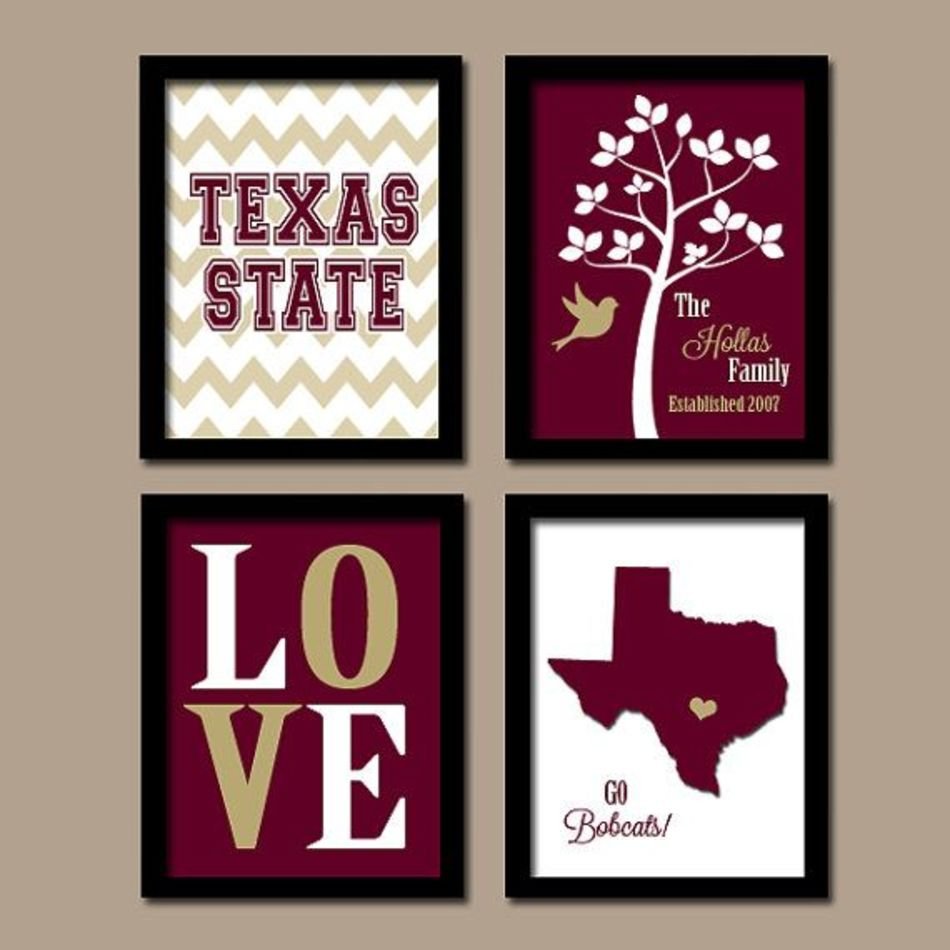 Texas State University College Go Bobcats Custom Family Monogram