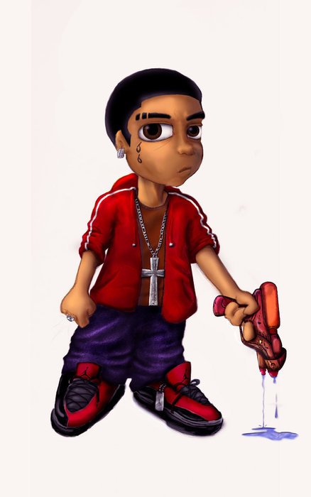 Cartoons gangster with cross on neck