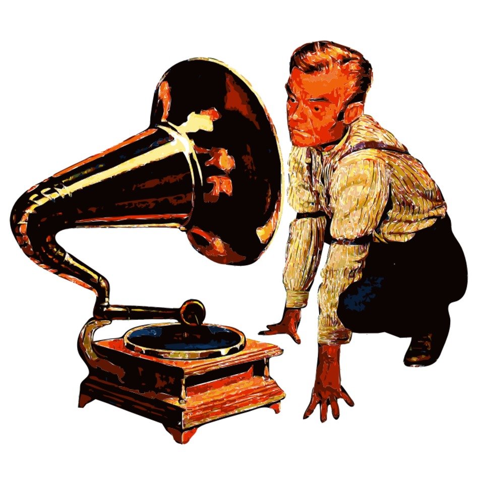 Clip art of Man Listening To Gramophone