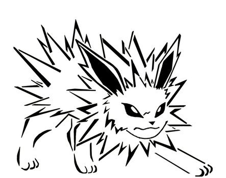 Black and white drawing of the Jolteon clipart