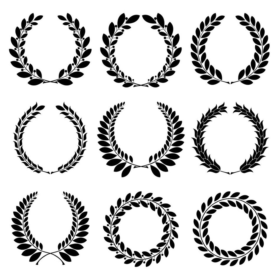 Black and white drawing of the wreaths clipart