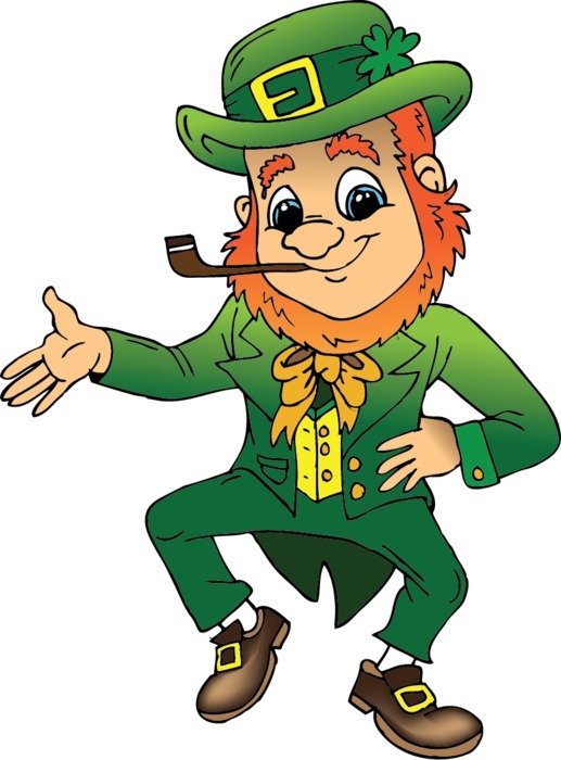 cartoon red dancing man in green clothes, St Patrickâs Day