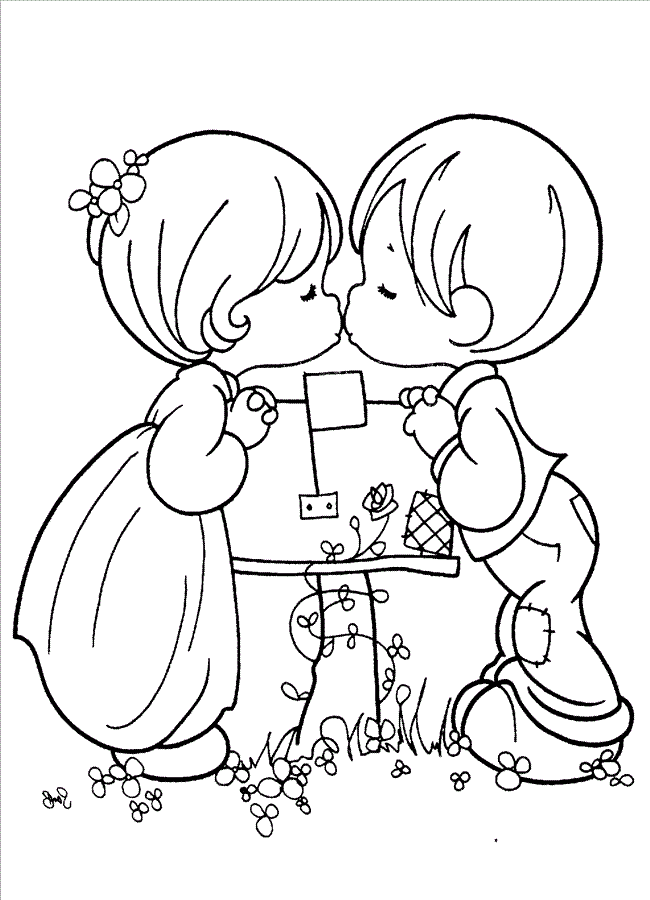 Drawn cute boy and girl kiss free image download