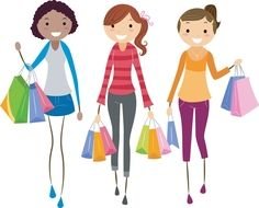 three Girls Shopping drawing