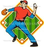 Cartoon Baseball Player Throwing The Ball N2