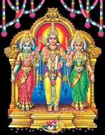 painted three indian gods on the throne