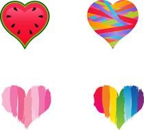 four colorful Hearts, Clip Art