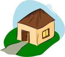 Colorful hut on the hill clipart