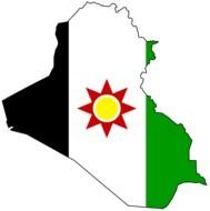 flag of iraq on map