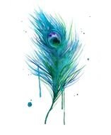 Watercolor Peacock Feather Tattoo N3