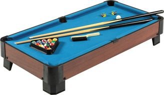 photo of a blue toy pool table