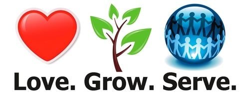 inscription "love. grow. serve." on the picture