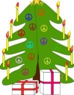 Christmas Tree Clip Art Sign drawing