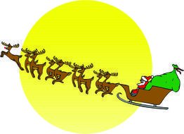Cartoon Reindeer Pulling Sleigh