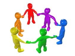 Team, Clip Art, 3d render, colorful abstract persons holding hands