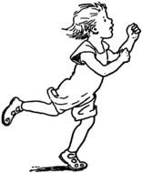 Black and white drawing of the running child clipart