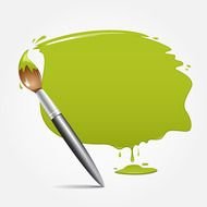 brush with green paint as a picture for clipart