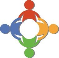 four abstract People holding hands in Circle, Clip Art