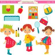 Clipart Make Up Girls INSTANT DOWNLOAD