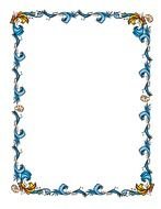 frame with blue waves and fish