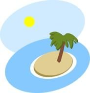 graphic island in blue water