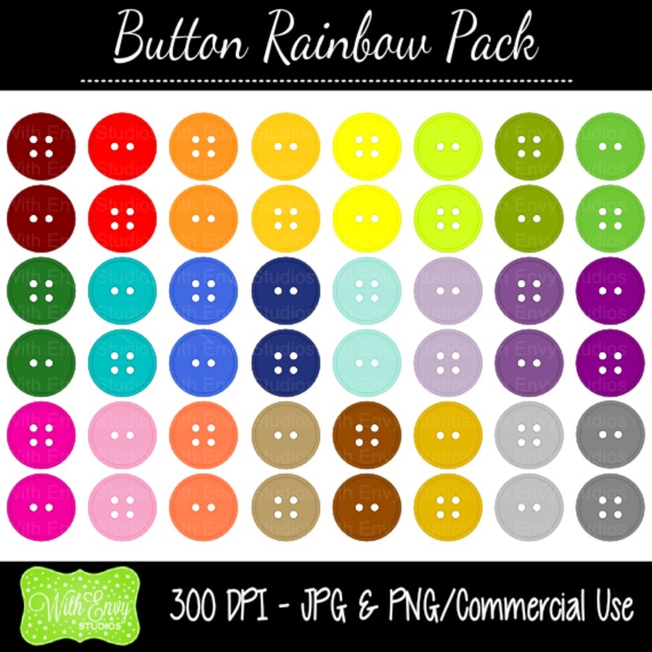 Button Rainbow Pack Clipart Set ndash INSTANT DOWNLOAD