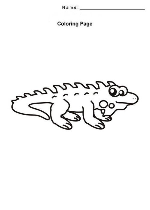 Cartoon Iguana Coloring Page