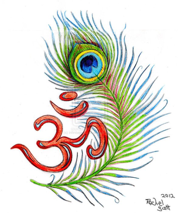 Colorful drawing with the colorful peacock feather clipart