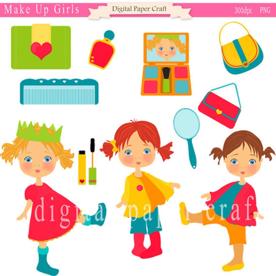 Clipart Make Up Girls INSTANT DOWNLOAD