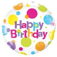 colorful Polka Dot Balloon, happy birthday, Clip Art