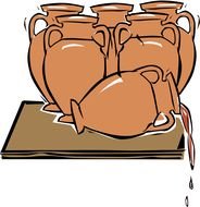 drawing of Jesus Turns Water pots