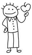 Black and white Clipart illustration of Stick Figure