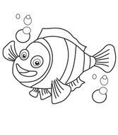 painted tropical fish in coloring book