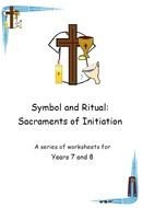 catholic symbols on a book sheet